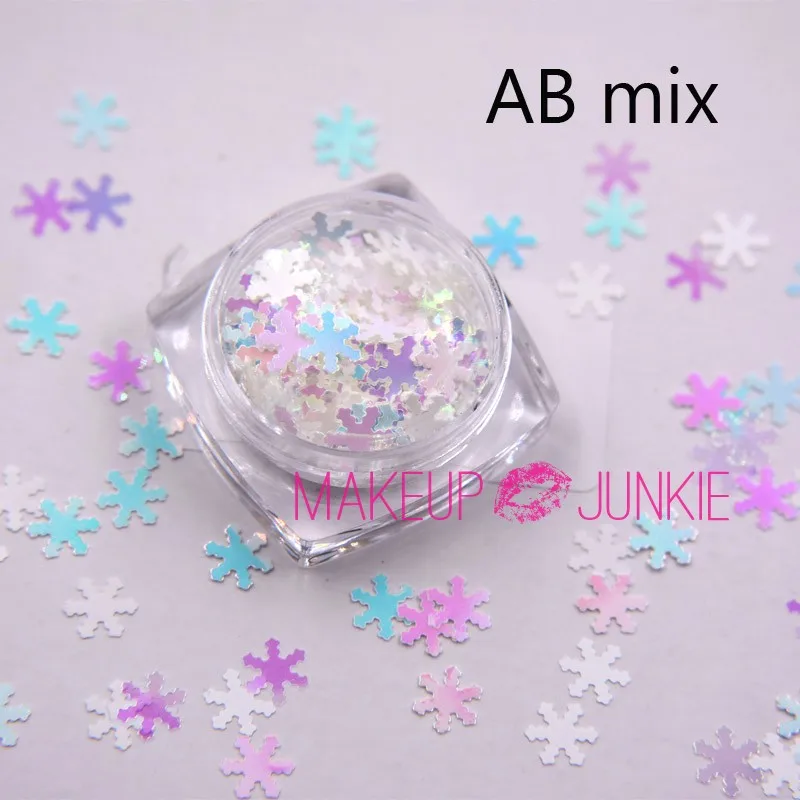 AB mix 1 коробка белый Снежинка блестки зима Рождество снег Блестки для ногтей AB Цвет хлопья пайетками Рождественский дизайн ногтей украшения - Цвет: AB mix