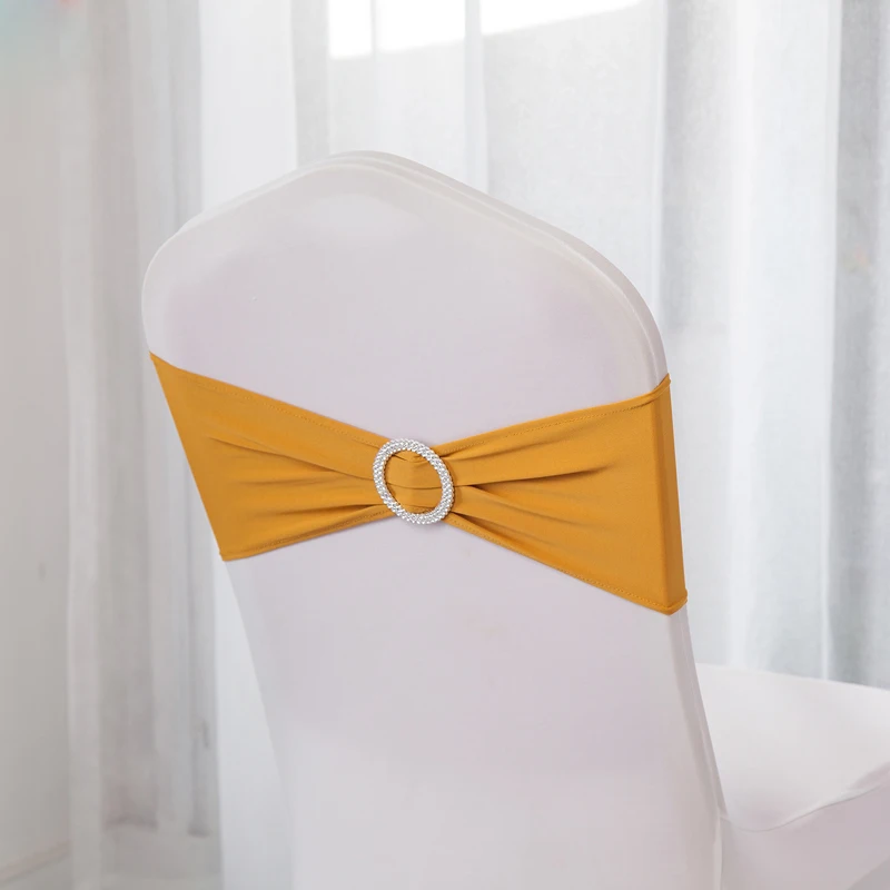 Повязка на стул из лайкры 100 шт. Эластичный Бант спандекса с круглым кольцом для