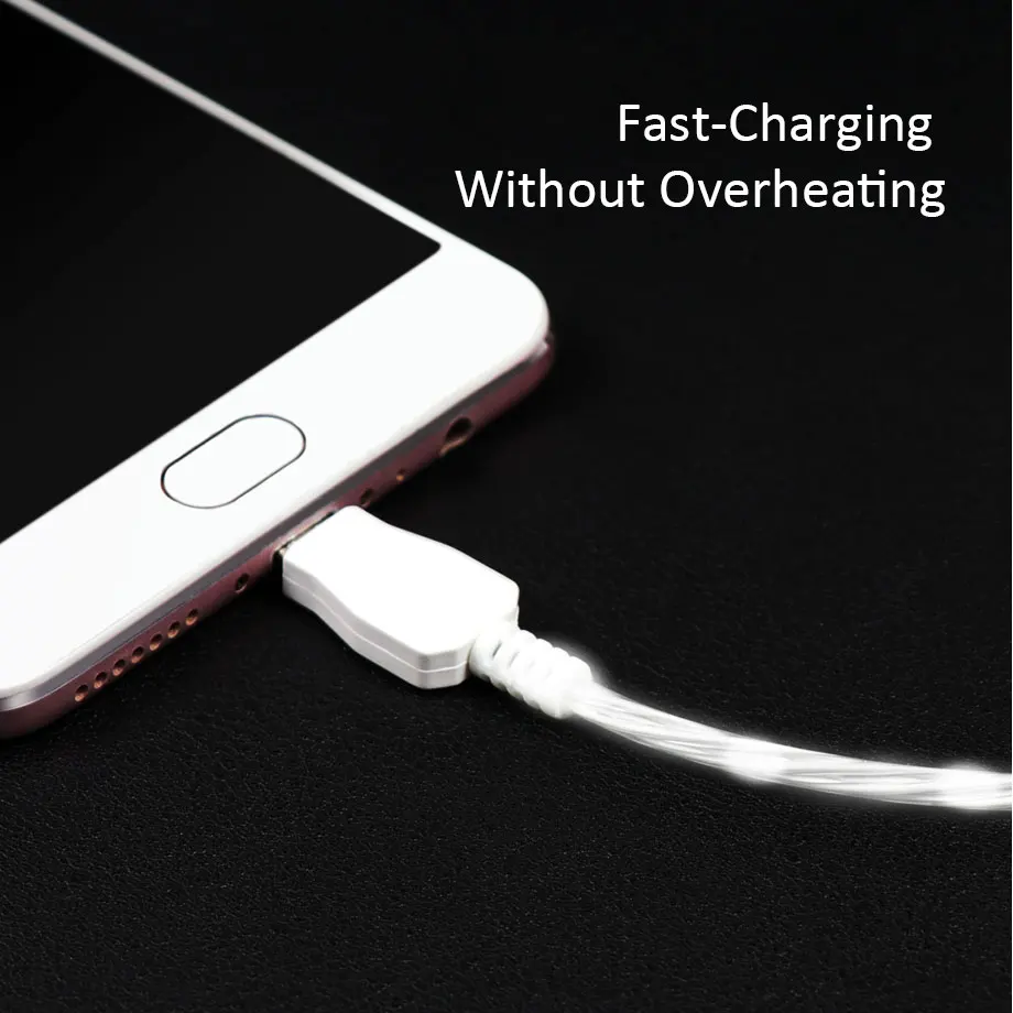 Olaudem кабель USB Micro TPE струящийся светодиодный светящийся Быстрая зарядка для samsung