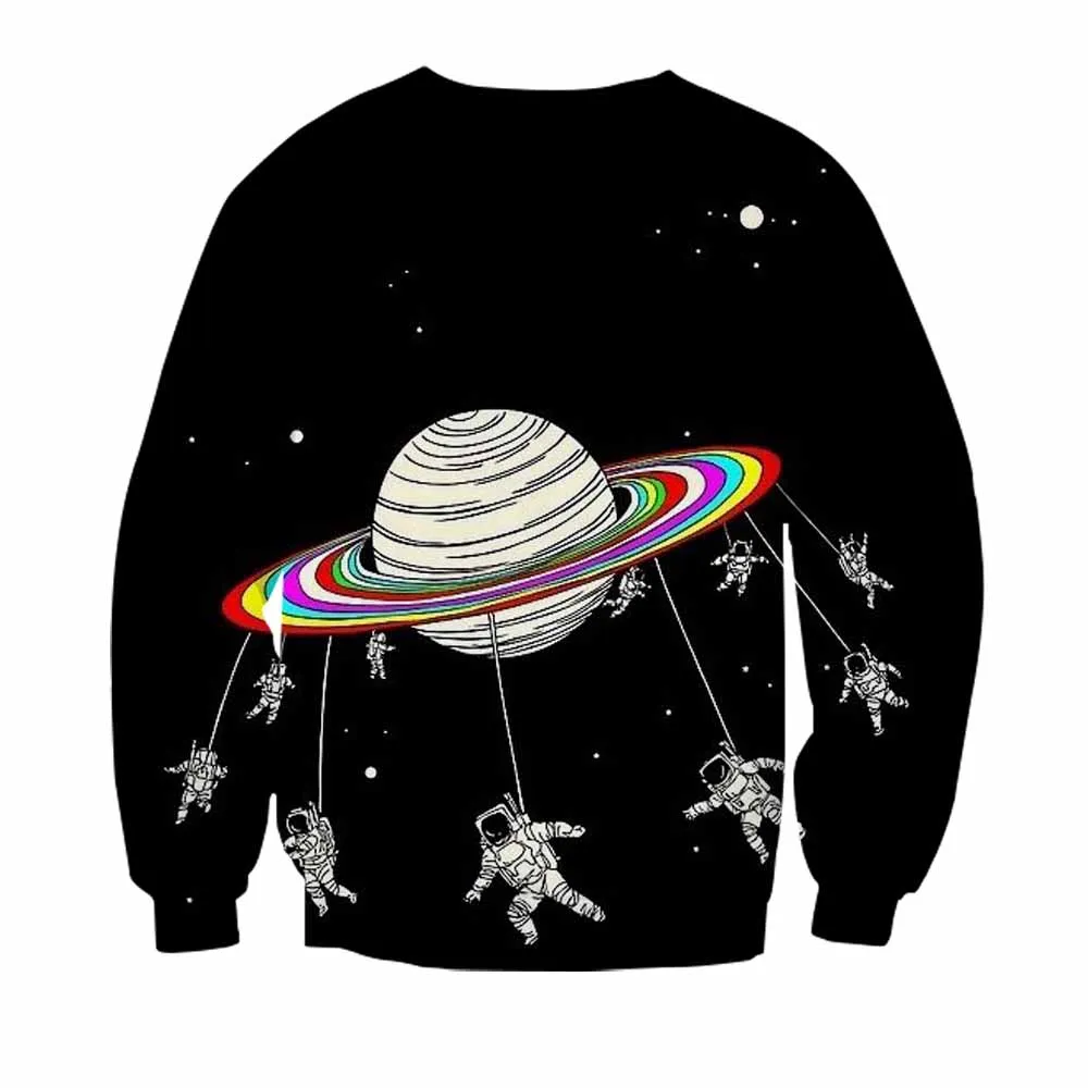 Новая мода Galaxy печати для мужчин женщин планета черный Свитшот хип хоп harajuku