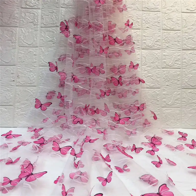 Кружевная ткань с желтой бабочкой в африканском стиле кружевная вышивкой