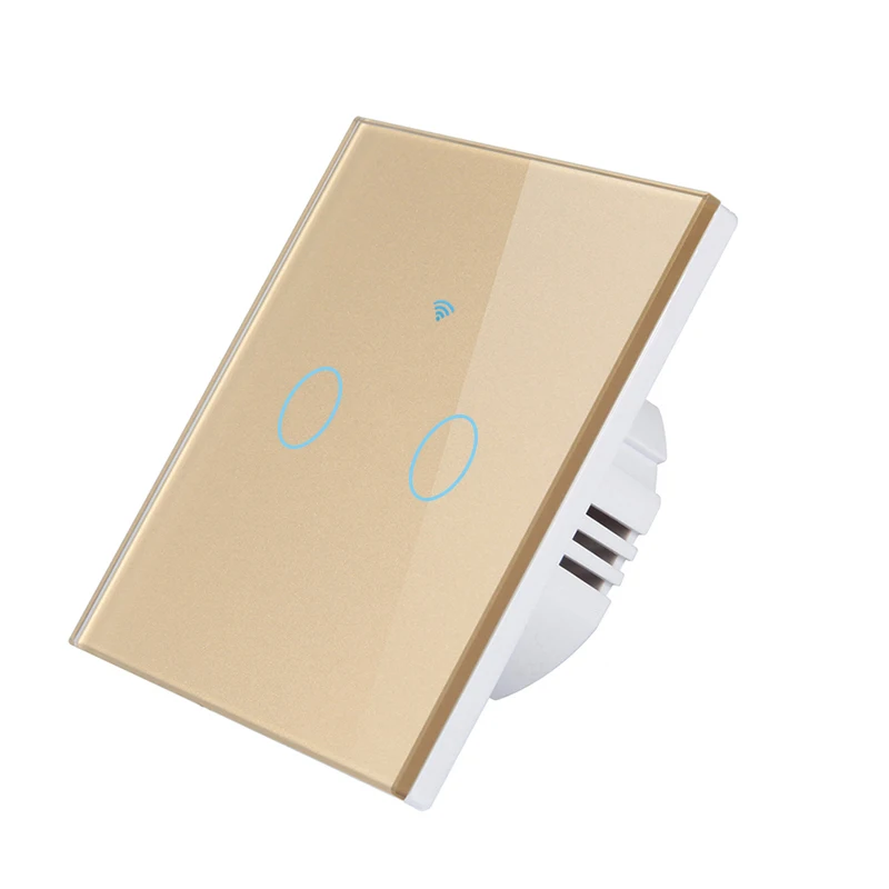 2 -Band Gold Умный настенный светильник со стеклянной панелью, настенный сенсорный переключатель, wifi, беспроводной дистанционный светильник, релейное приложение, управление, работа с Alexa Google Home - Цвет: 2 -Band Gold