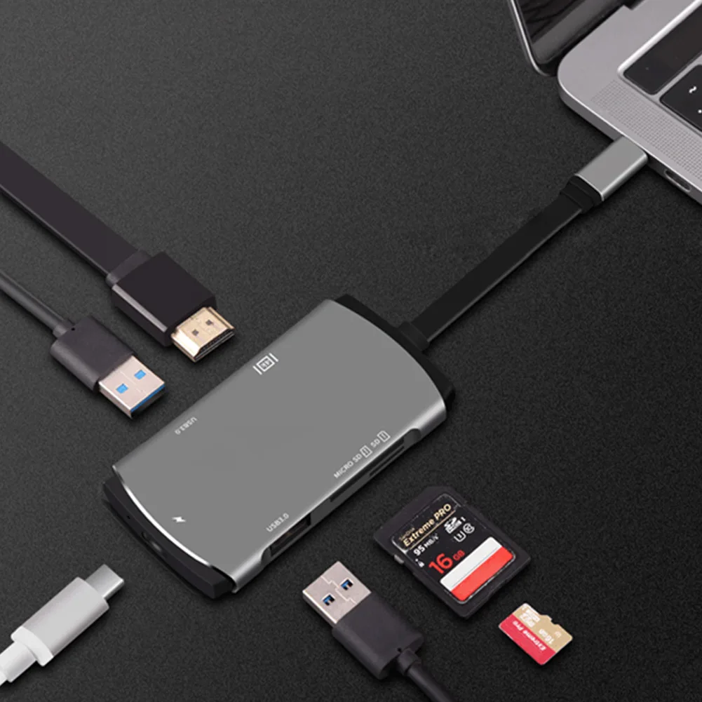 Адаптер 6 в 1 Type-C USB-C концентратор с 4K HDMI для Nintendo Switch Samsung Galaxy S8 HSJ-19 |