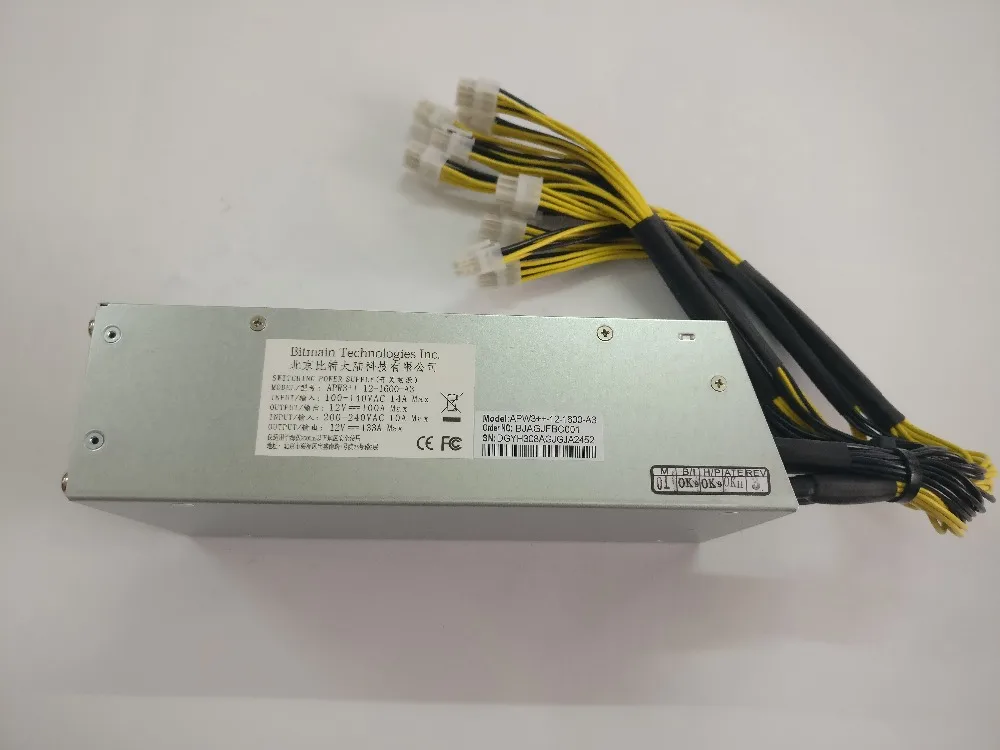 Б/у BITMAIN APW3 1600 Вт BTC LTC DASH ETH Miner источник питания для ANTMINER S9 S9i S9j T9+ Z9 Mini DR3 L3+ E3 X3 A9 Baikal X10 PSU