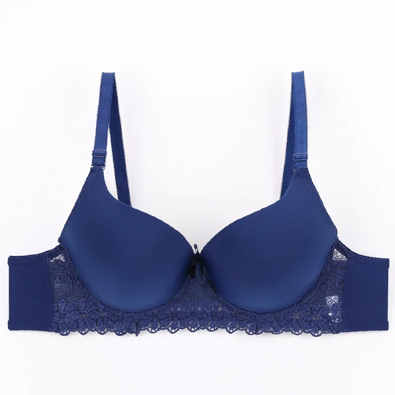 navy blue Женский бюстгальтер пикантные тесемки большого размера, бюстгальтер с полным покрытием, мягкий бюстгальтер на косточках, минимайзер, бюстгальтер без косточек, плюс размер, нижнее белье, бюст, большой Bh - Цвет: navy blue