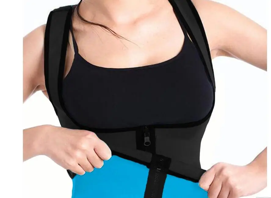 

womens Slimming Vest Sport Ultra Sweat Neoprene Gym Fitness Waist Training Vest with Zipper Women Weight Loss Running Vest