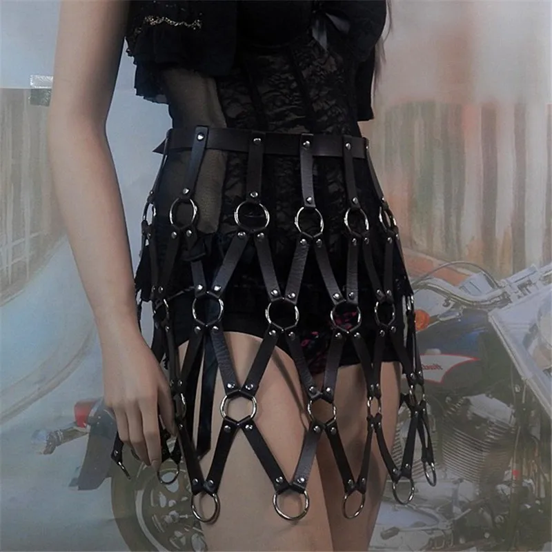 FestivalQueen сексуальная кожаная юбка в стиле панк, новинка, короткий топ с вырезами, черный пояс из искусственной кожи, пэчворк, женские короткие юбки в клетку