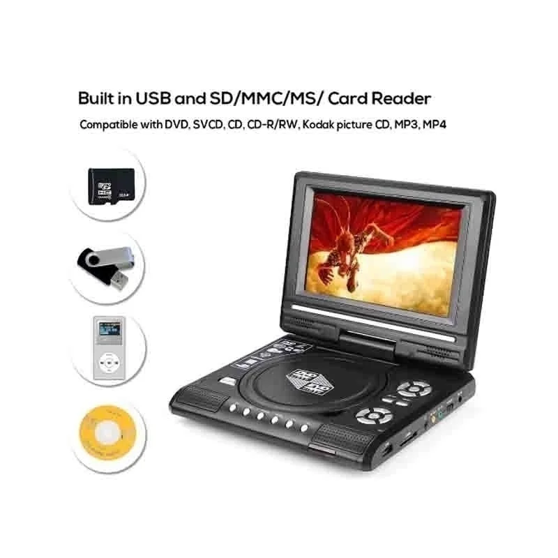 VERFANS DVD HD портативный EVD 7 8 дюймовый мини плеер игра ТВ Встроенный 500 детей