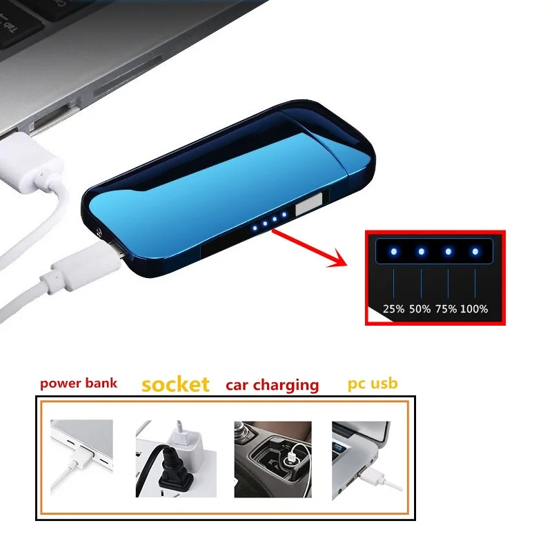 Светодиодный дисплей Сенсорная электрическая зажигалка Highend giftbox упаковка USB