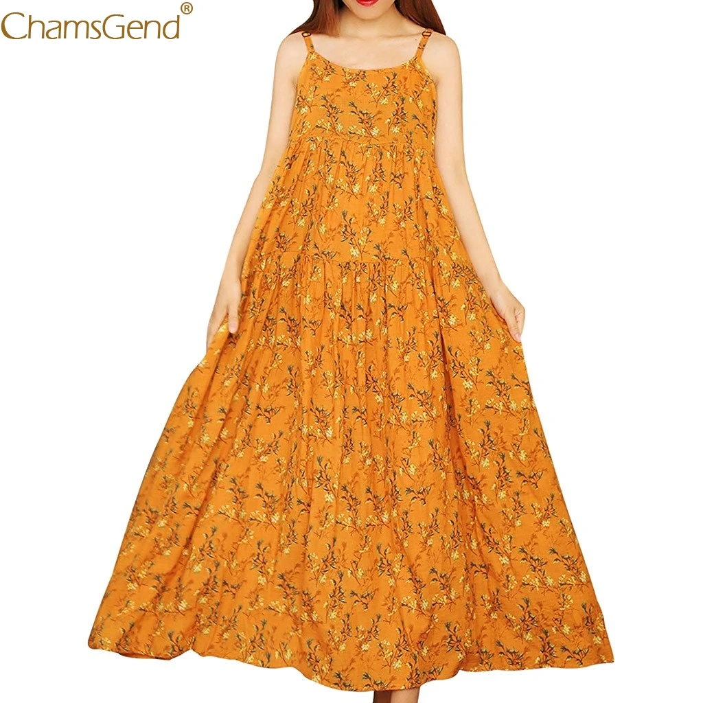 Женское свободное платье без рукавов в богемном стиле элегантное желтое летнее