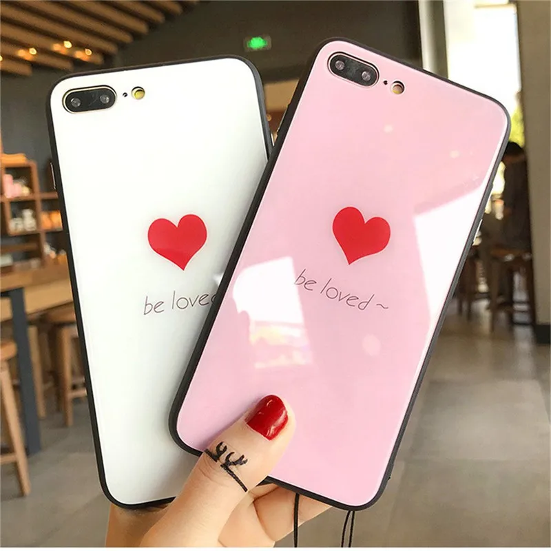 Задняя крышка из закаленного стекла Be Love Heart + гибридная рамка ТПУ идеально