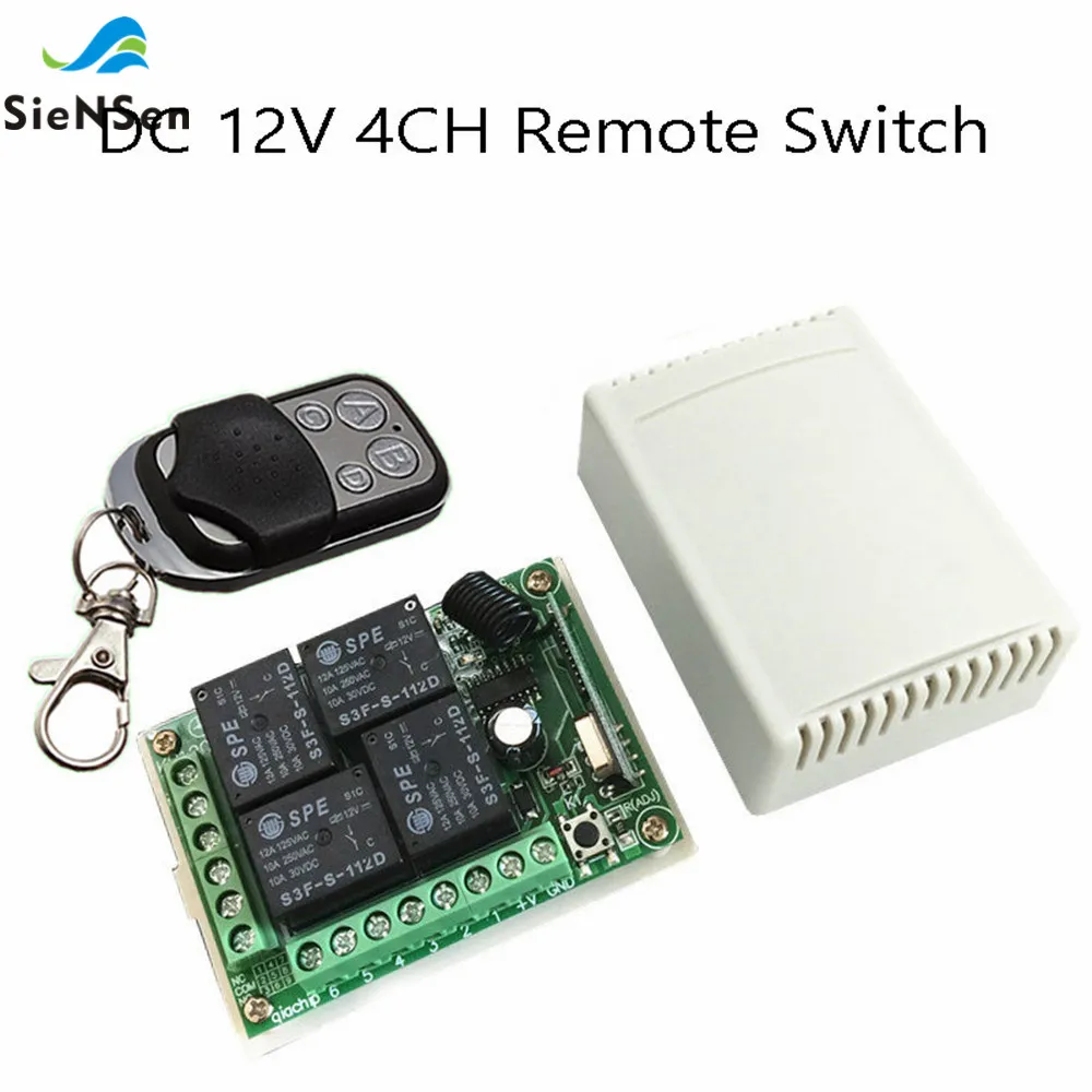 SienSen DC12V 4-способ Беспроводной удаленного коммутатора реле металлических 4 кнопки Электрический створка двери гаража Управление свет Управление TR1204