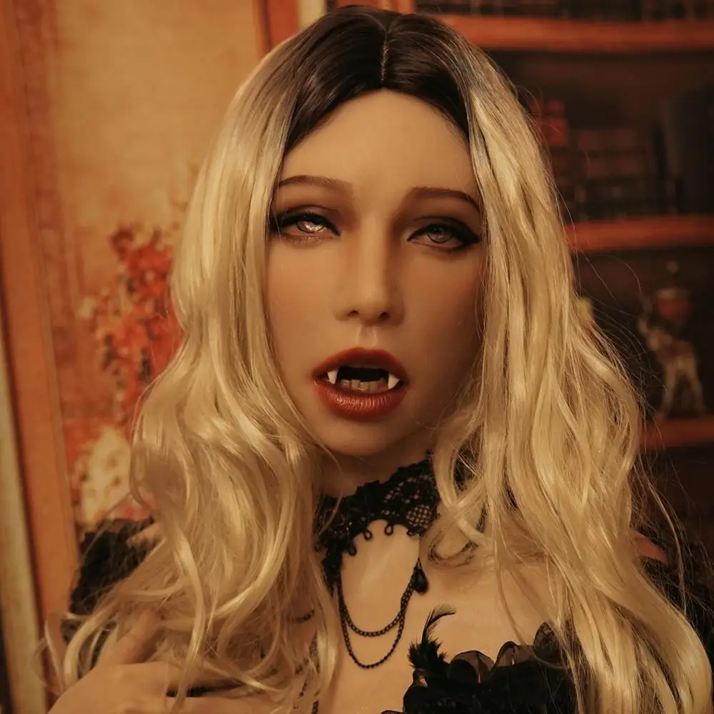 Poppy M) DMS ручная работа Мягкий Материал Силикон Полная Голова женский кроссдресс Косплей открытый рот вампира макияж маска с кляпом