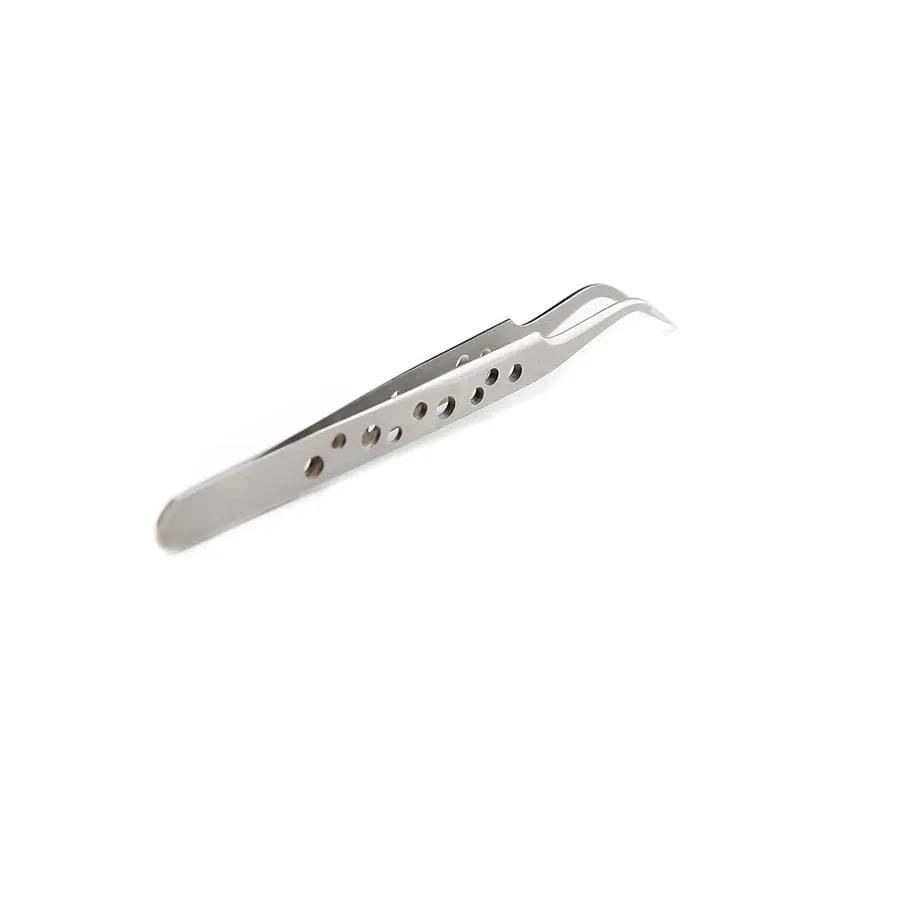 H-Curved-1pc Лучше всего пинцет для бровей 1/2 шт набор пинцетов для индивидуальных и 3D-6D объем ресниц 9 лунок расходные материалы для наращивания ресниц, инструмент для макияжа - Цвет: H-Curved-1pc