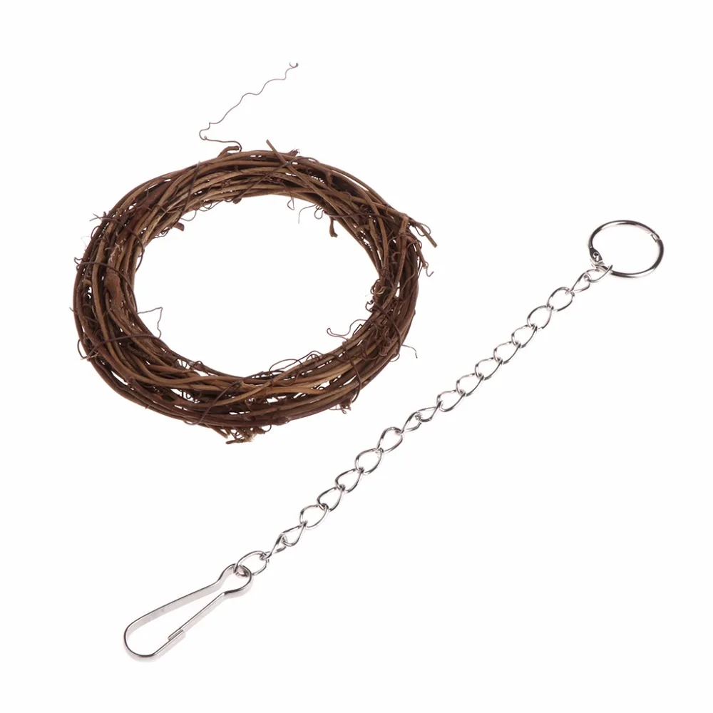 

Bird Pet Parrot Toy Natural Rattan Hoop Chew Bites Ring Toys Cage Climb Swing for Parrots Cockatoo Parakeet 4 Sizes C42