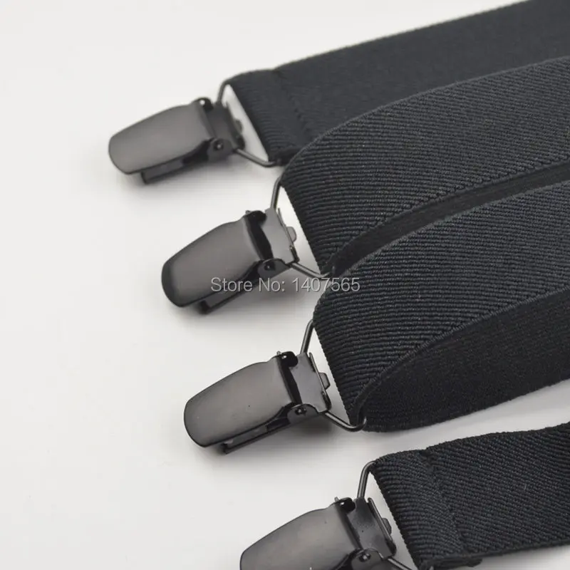 Модные черные подтяжки унисекс с 4 зажимами для женщин и мужчин раздельных брюк