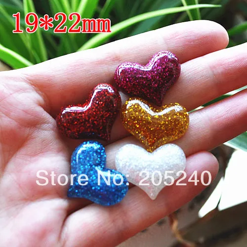 very hot and kawaii resin heart cabochon glitter for DIY decoration 30pcs mixed | Украшения и аксессуары