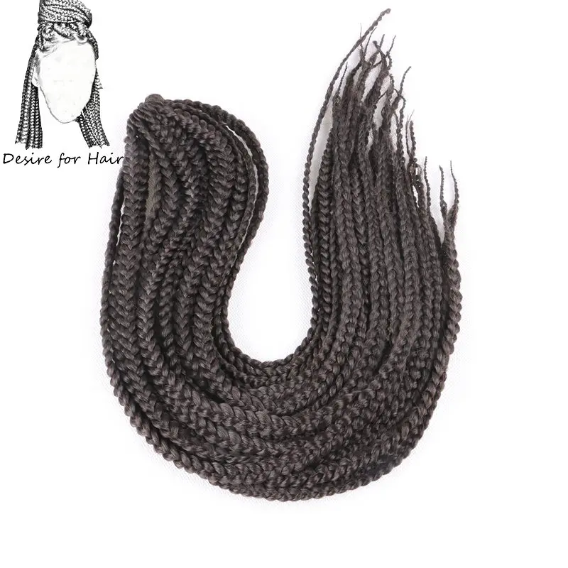 Desire for hair 22 пряди, 14, 18, 24 дюйма, тонкая маленькая коробка, косички, синтетические косички, наращивание волос, вязанные крючком косички, черный, 27# серый - Цвет: #4