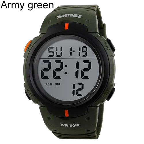 Army Green Мужские спортивные цифровые часы, будильник, календарь, таймер, Ночной светильник, военные часы, мужские Модные Повседневные электронные наручные часы, Relojes - Цвет: Army Green