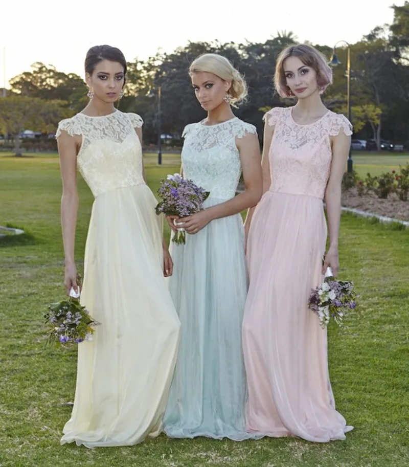 Tank A-Line Chiffon With Lace Coral Colored Bridesmaid Dresses Elegant Women Dress For Wedding Party | Свадьбы и торжества
