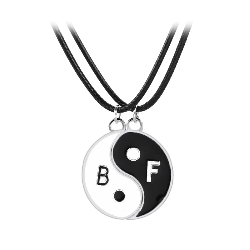 Кулон для пары Best Friend For 2 BBF Yin Yang ожерелье с черно белым кулоном пара сестра