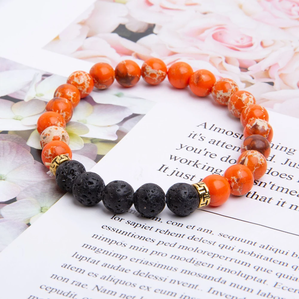 XZP браслеты с голограммой из натурального камня лава целебная Йога баланс бисера