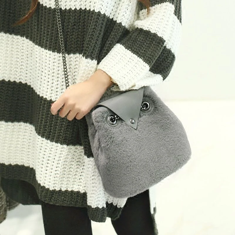 Challen Прекрасные и Милые Леди Плечо Сумки Мода Сова Высокое Качество Плюша с PU