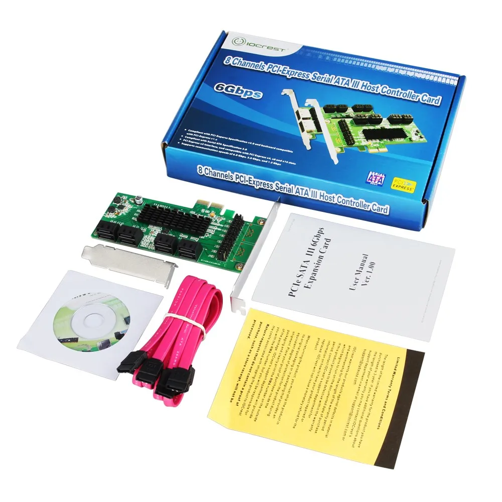 Адаптер PCI e express для SATA 3 0 III ssd PCIe 8 портов адаптер pci SATA3.0 кабельный контроллер