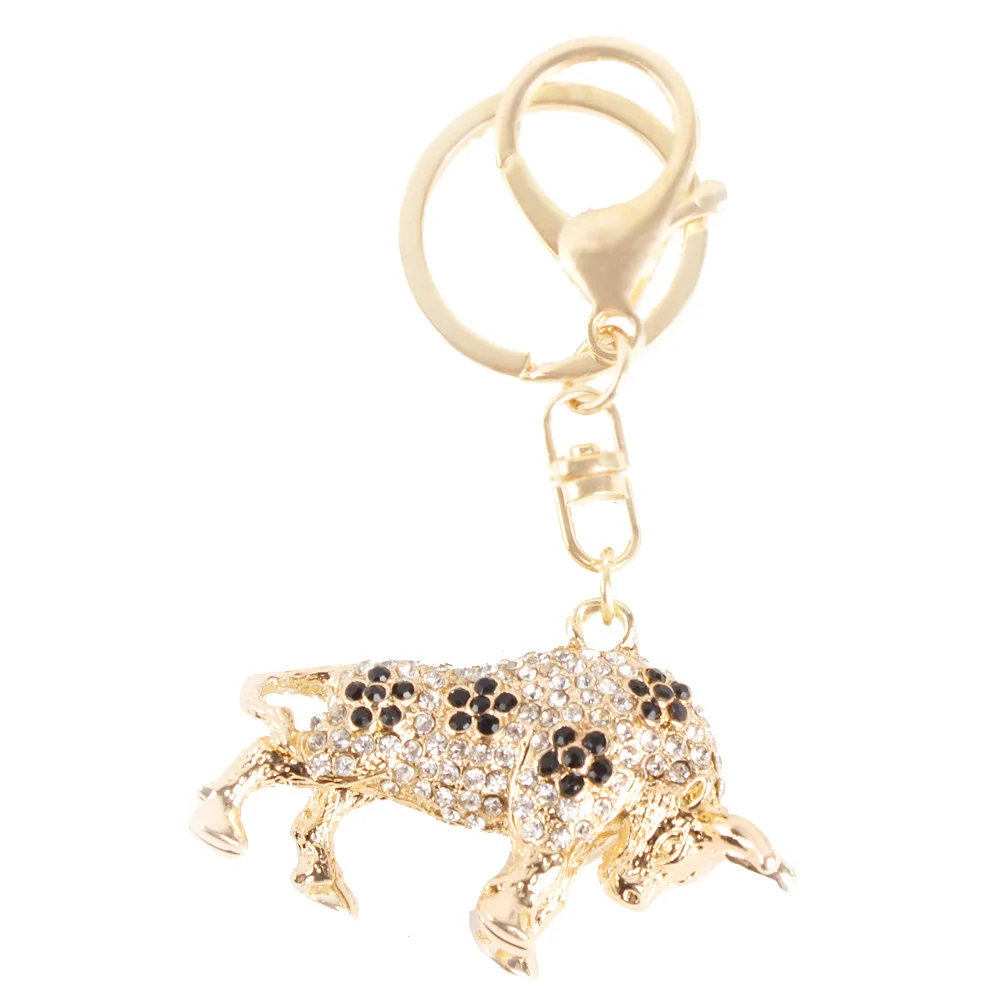 Lovely White Running Sheep Goat Charm Pendant Crystal Purse Keychain Party Gift