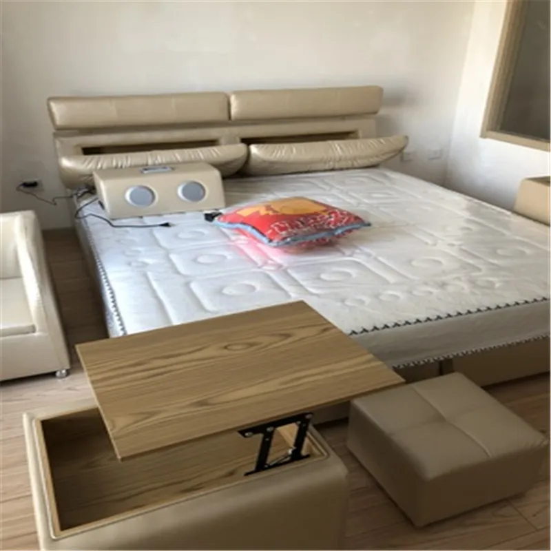 Кожаные кровати большого размера с хранением для детской кроватки Современная