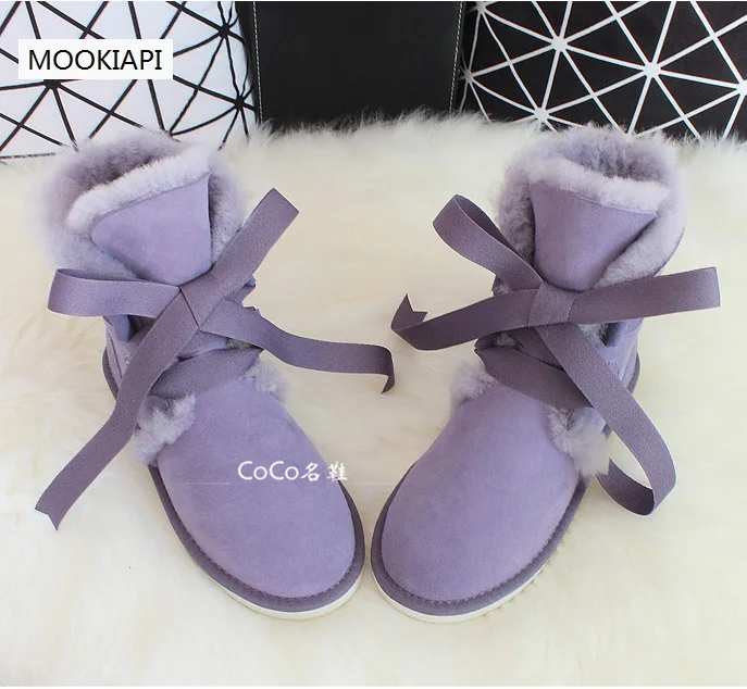 In 2019 Europe's latest high-quality women's snow boots real sheepskin natural wool shoes in the tube free delivery | Обувь