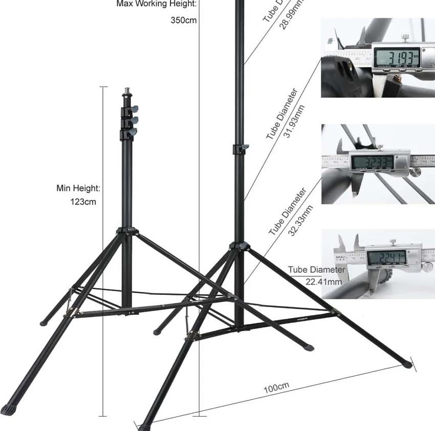 3pcs 3.6m Heavy Duty Max Load 15KG Photo Video Steel Metal Light Stand Tripod Support Holder fr Studio LED Lamp Softbox Backdrop