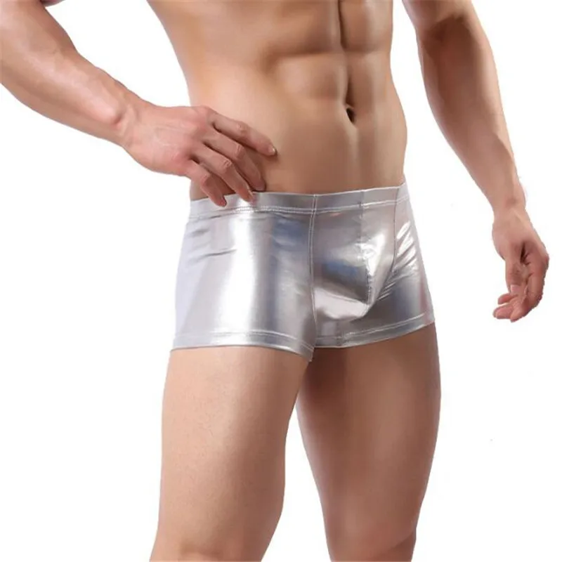 Мужское нижнее белье из искусственной кожи сексуальные мужские трусы боксеры с