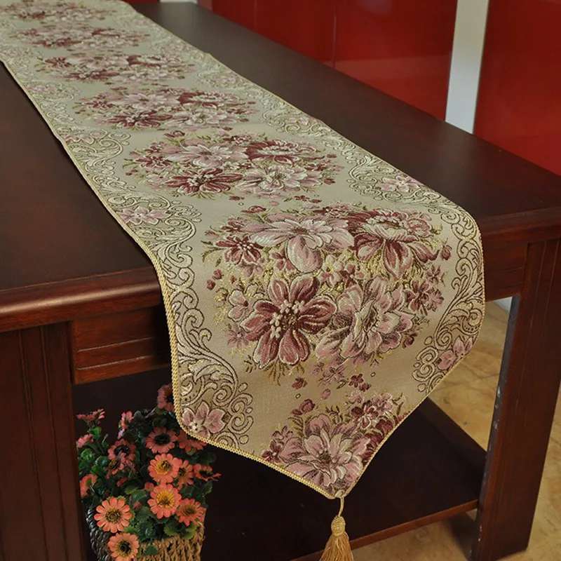 Luxury Embroidery Table Runner European Runners TV Cabinet for Wedding Bed Blue Red | Дом и сад