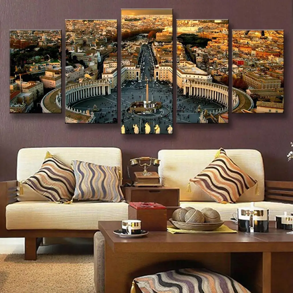 5 Pcs/Set Modern Landscape Roman Forum Painting Printed On Canvas Classic Wall Art Pictures For Gift | Дом и сад