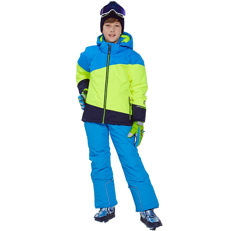 

2019 Winter Kids Ski Suit Thicken Boys Clothing Outdoor Hood Warm Sport Suits for Boys Snowboard Jacket Pants Children Sets