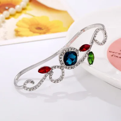 Style 2 Silver Украшенный стразами листьев Цветы Браслет на ладонь браслеты Свадебная вечеринка свадебные руки ладони кольца модные украшения подарки для женщин - Окраска металла: Style 2 Silver