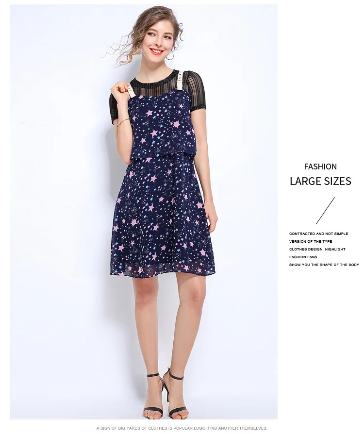 2019 летние Для женщин комплект одежды с принтом из шифона Платье хлястиками +