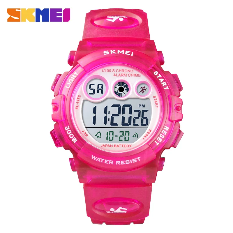 Deep Pink Watch SKMEI моды Водонепроницаемый дети мальчик девочка смотреть цифровое светодио дный часы будильник Дата спортивные электронные цифровые часы челнока 1451 - Цвет: Deep Pink Watch