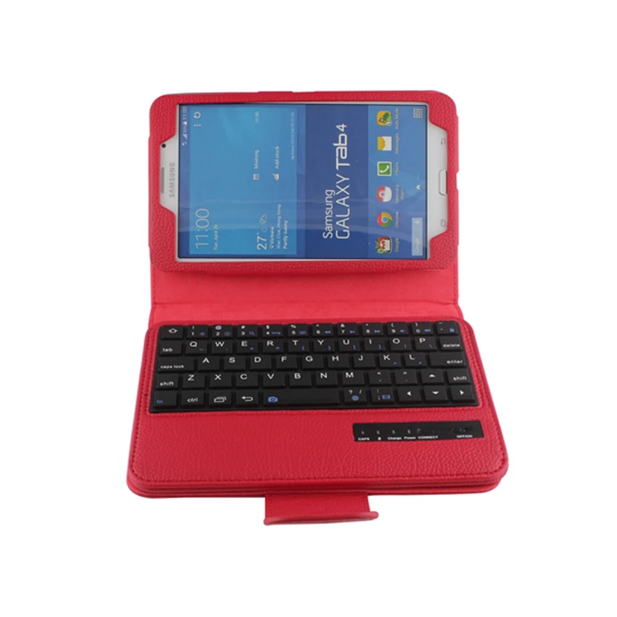 Для samsung Galaxy Tab 4 7,0 T230 беспроводной Bluetooth чехол-клавиатура для Galaxy Tab 4 7,0 планшет Флип кожаный чехол подставка+ стилус - Цвет: Красный