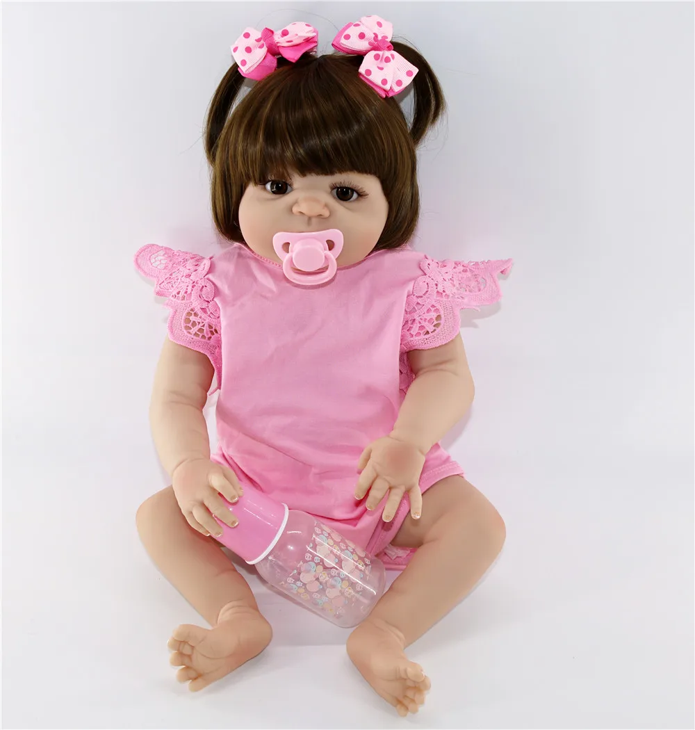 Новейший 22 дюйма полный Силиконовый Reborn Boneca whte skin Bebe живой детский куклы для