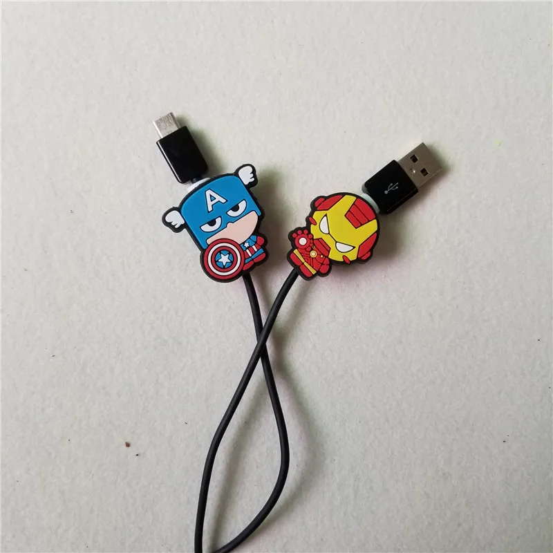 50 шт мультфильм Marvel супер герой USB зарядный кабель протектор шнур для iphone android