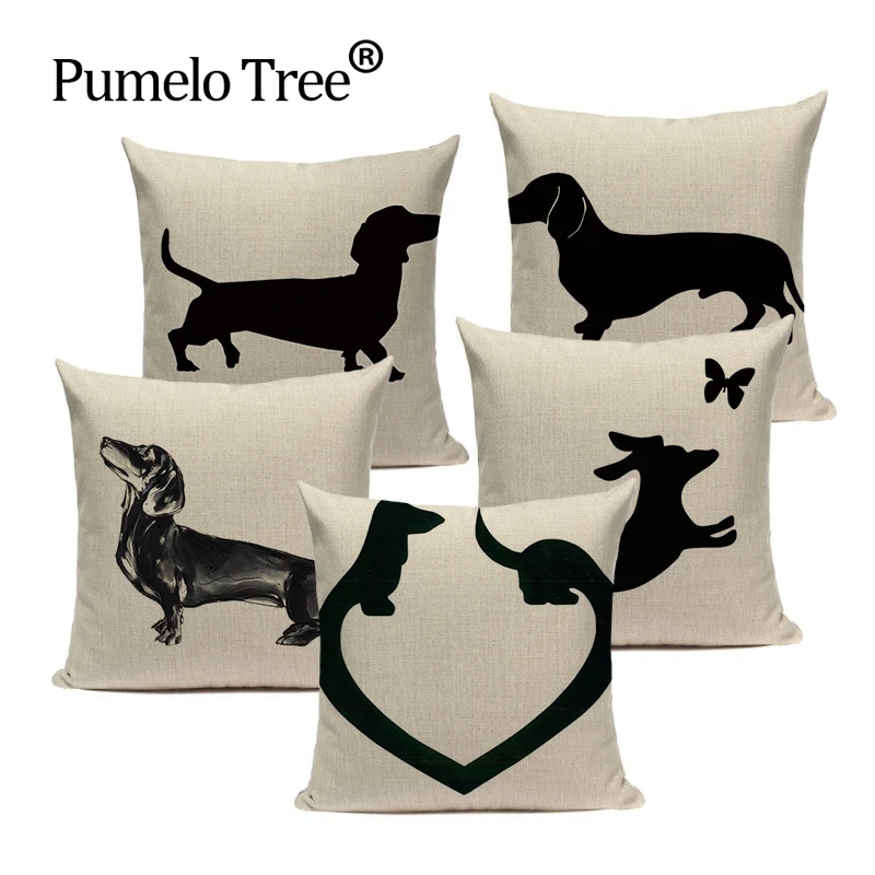 Наволочка для подушки в виде таксы собаки льняная наволочка животного