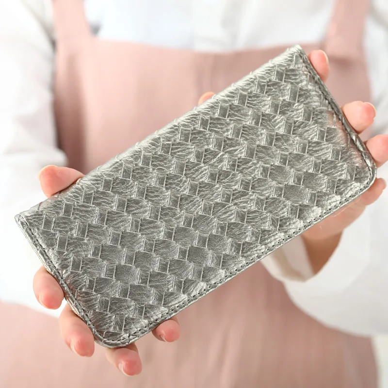 XZXBBAG Модный женский тканый длинный тонкий кошелек с несколькими держателями карт