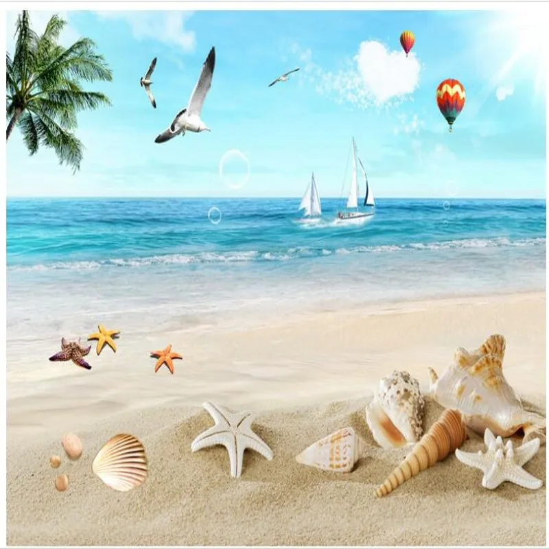 Wellyu индивидуальные большие Настенные обои 3d бесплатные летающие чайки море пляж