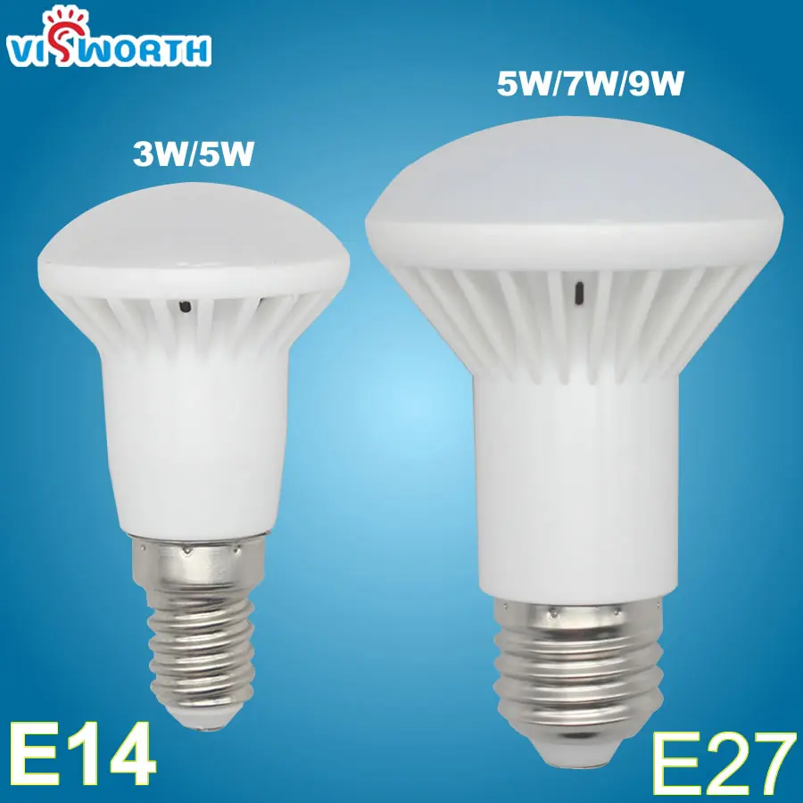 Светодиодный светильник VisWorth R39 E14 3 Вт 5 Вт R63, светодиодный светильник 7 Вт 9 Вт SMD2835, точечный светильник, Теплый Холодный белый, переменный ток 110 В 220 В, светодиодный светильник E27 B22
