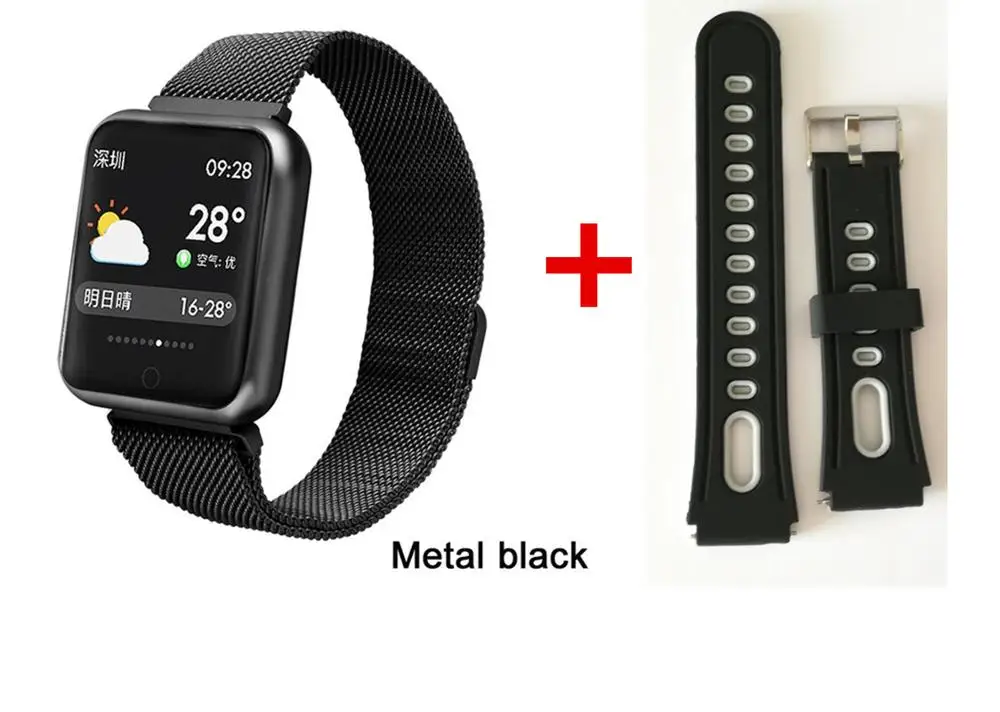 Add Gray Strap P68 смарт-браслет мульти-спортивный браслет IP68 Водонепроницаемый фитнес-трекер пульсометр Смарт-часы для мужчин и женщин - Цвет: Add Gray Strap