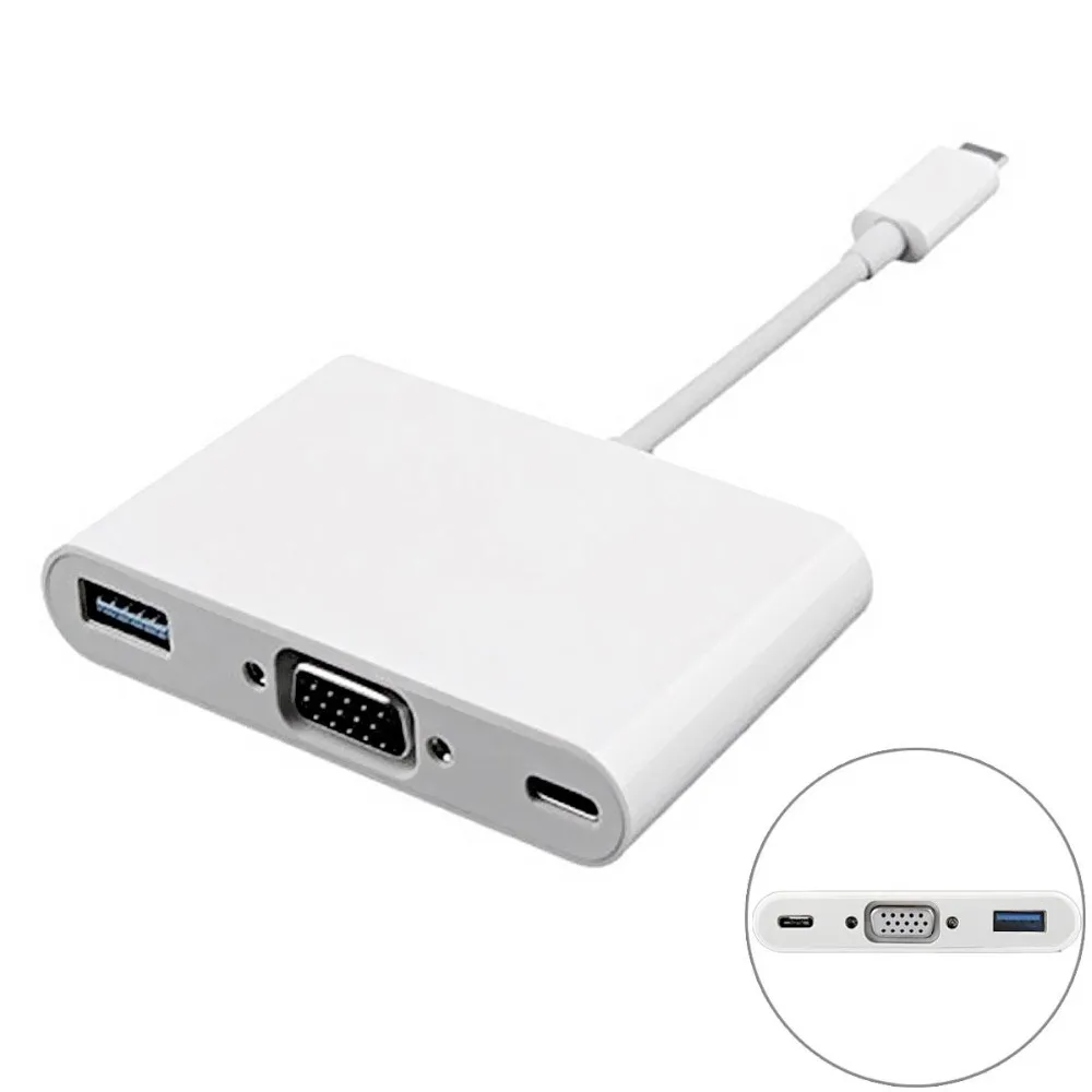 USB C 3 1 Type для VGA проектора и USB3.0 OTG Женский в зарядное устройство адаптер iMac MacBook Pro|to