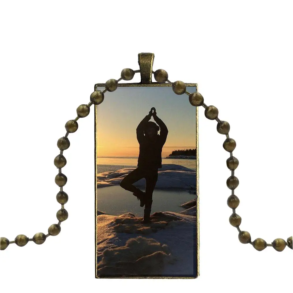 Бронзовое стекло кабошон с прямоугольной подвеской ожерелье чокер для девочек