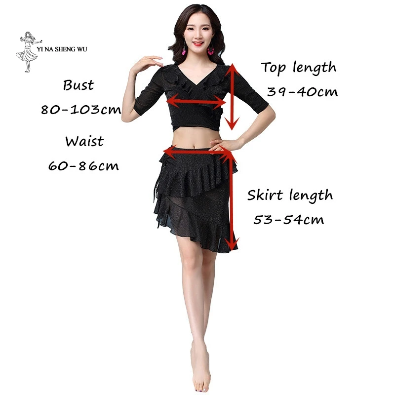 Женский костюм для танца живота топ + юбка комплект танцев из 2 предметов